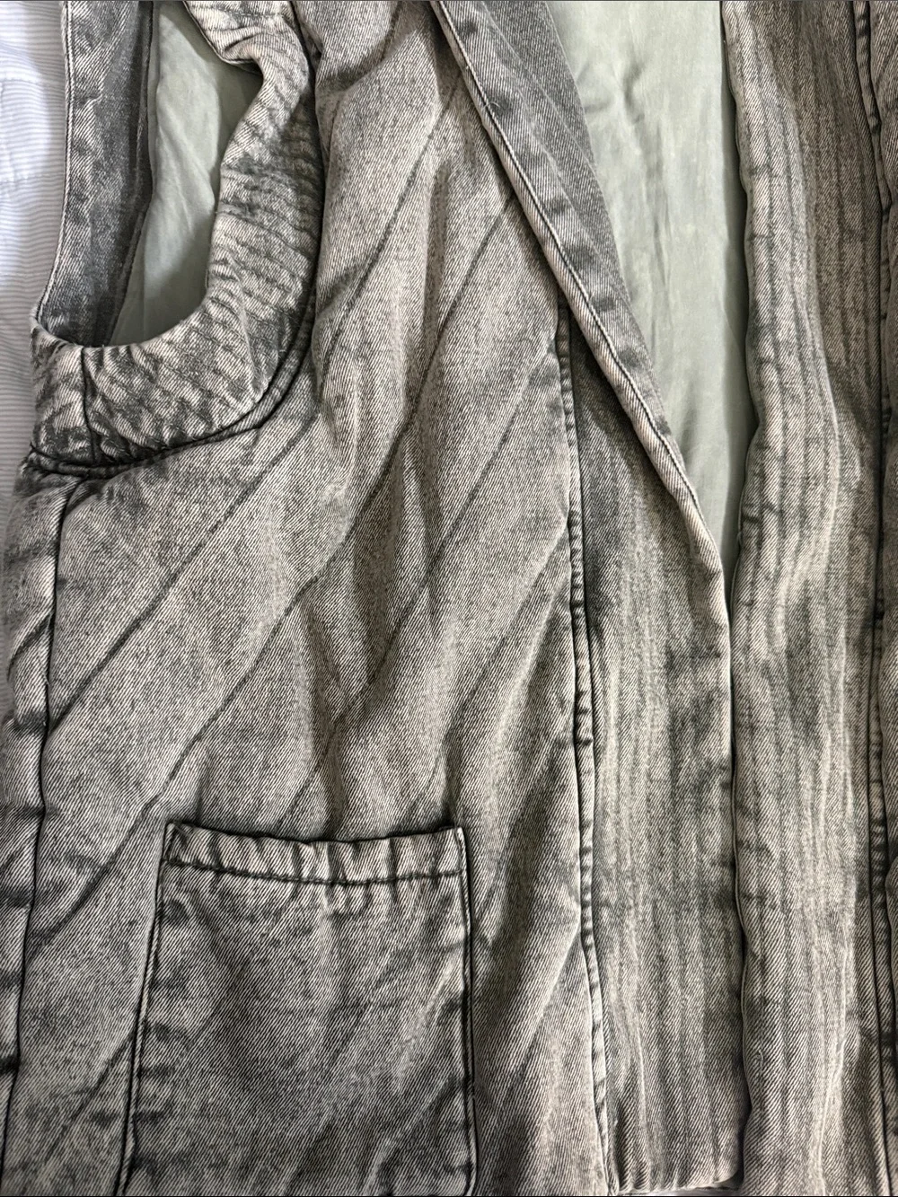 BiBi faded jean Quilted Sleeveless Vest